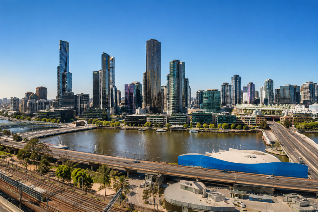 City skyline and waterfront panorama